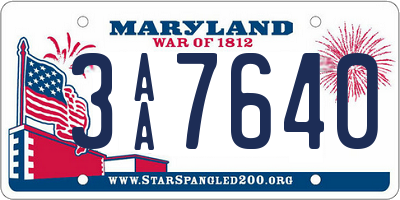 MD license plate 3AA7640