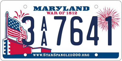 MD license plate 3AA7641