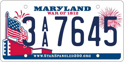 MD license plate 3AA7645