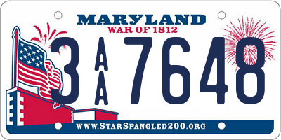 MD license plate 3AA7648