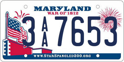 MD license plate 3AA7653