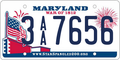 MD license plate 3AA7656