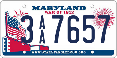 MD license plate 3AA7657