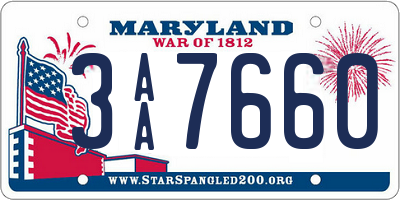 MD license plate 3AA7660