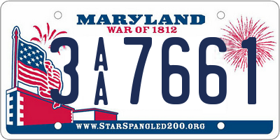 MD license plate 3AA7661