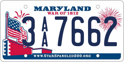 MD license plate 3AA7662