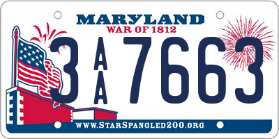 MD license plate 3AA7663