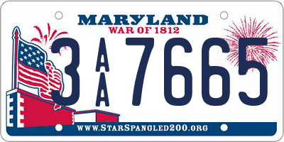 MD license plate 3AA7665