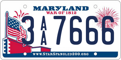 MD license plate 3AA7666