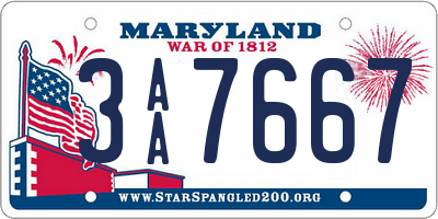 MD license plate 3AA7667