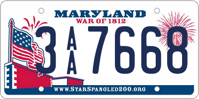 MD license plate 3AA7668