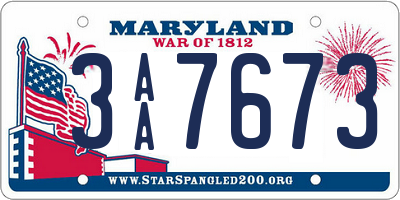 MD license plate 3AA7673