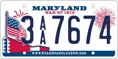 MD license plate 3AA7674