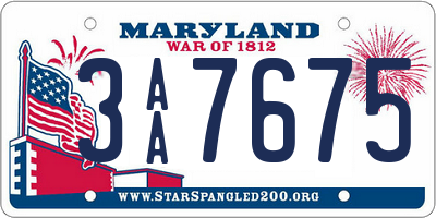 MD license plate 3AA7675