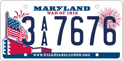 MD license plate 3AA7676