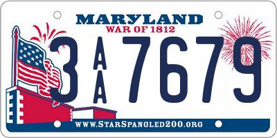 MD license plate 3AA7679