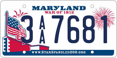 MD license plate 3AA7681