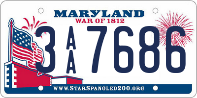 MD license plate 3AA7686