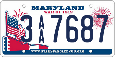 MD license plate 3AA7687