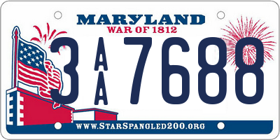 MD license plate 3AA7688