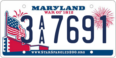 MD license plate 3AA7691