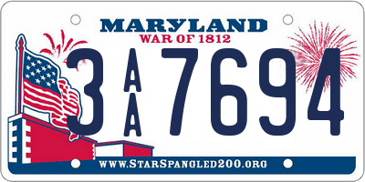 MD license plate 3AA7694