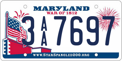 MD license plate 3AA7697