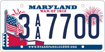 MD license plate 3AA7700