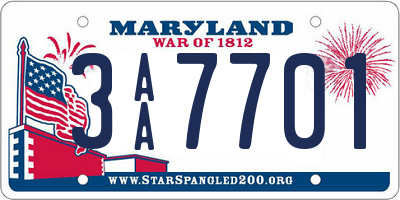 MD license plate 3AA7701