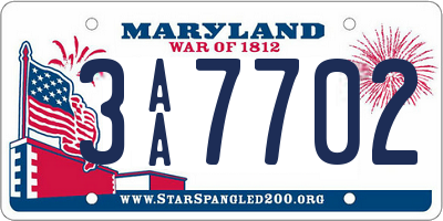 MD license plate 3AA7702