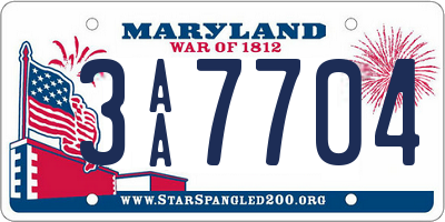 MD license plate 3AA7704