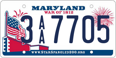 MD license plate 3AA7705