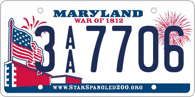 MD license plate 3AA7706