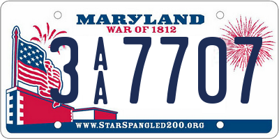 MD license plate 3AA7707