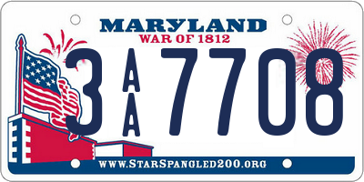 MD license plate 3AA7708