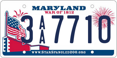 MD license plate 3AA7710