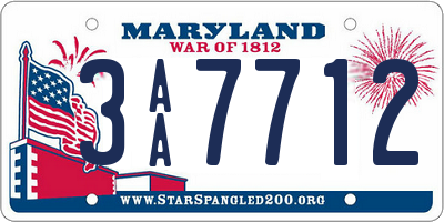 MD license plate 3AA7712