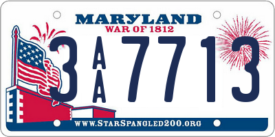 MD license plate 3AA7713