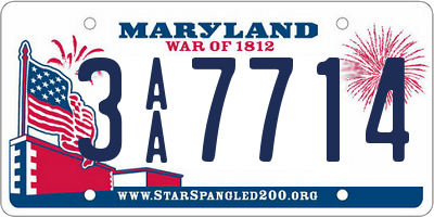 MD license plate 3AA7714