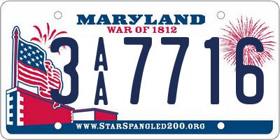 MD license plate 3AA7716