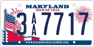 MD license plate 3AA7717