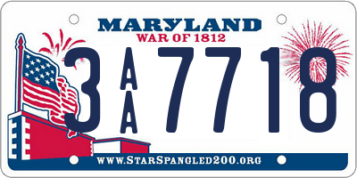 MD license plate 3AA7718