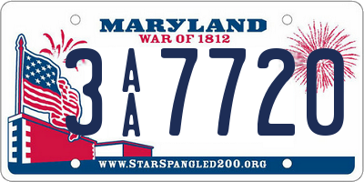 MD license plate 3AA7720