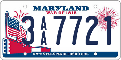 MD license plate 3AA7721