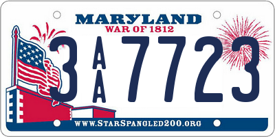 MD license plate 3AA7723