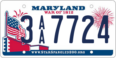 MD license plate 3AA7724