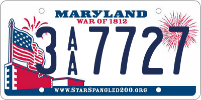 MD license plate 3AA7727