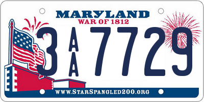 MD license plate 3AA7729