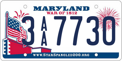 MD license plate 3AA7730