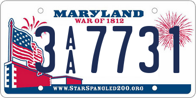 MD license plate 3AA7731